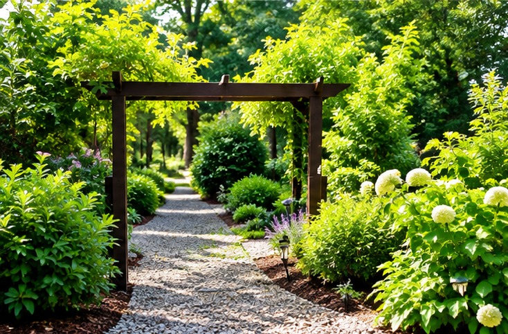 Garden path under arbor