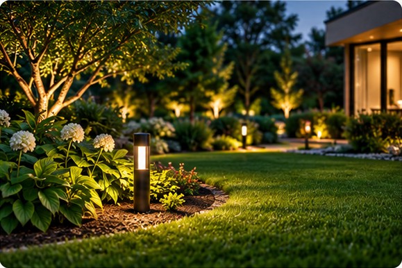 Evening garden lighting